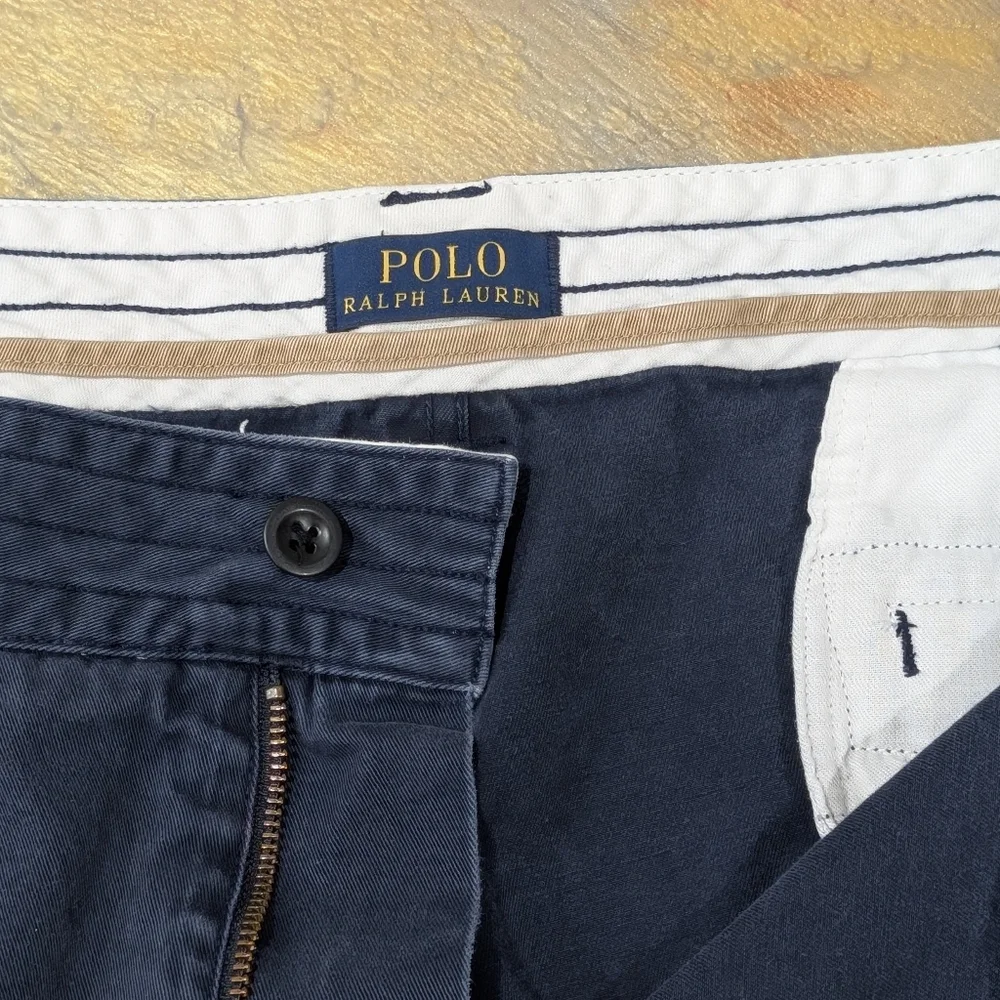 Y2K Polo Ralph Lauren Navy Blue Classic Polo Chino Utility Cargo Shorts Size 46B